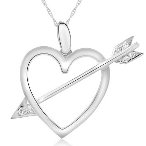 Pompeii3 14k Heart & Arrow Diamond Pendant Necklace in White Yellow, or Rose Gold 1" Tall - 1 of 4