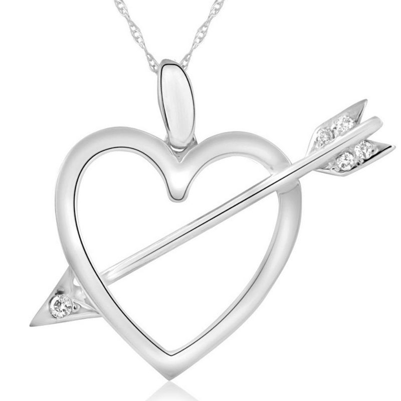 Pompeii3 14k Heart & Arrow Diamond Pendant Necklace in White Yellow, or Rose Gold 1" Tall, 1 of 4