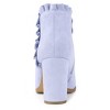 BLISSFUL STEP Women's Back to College Party Ruffle Pointed Toe Block Heel Ankle Boots - 3 of 4