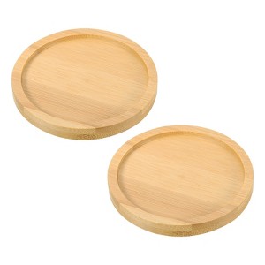 Unique Bargains Bamboo Wood Saucer, Round Plant Tray Bonsai Succulent Pot - 1 of 4