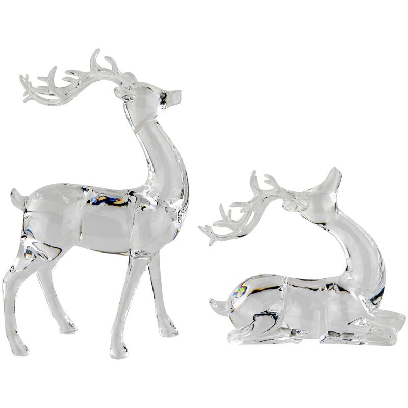 Northlight Kneeling and Standing Reindeer Acrylic Christmas Decorations - 9" - Set of 2, 2 of 7