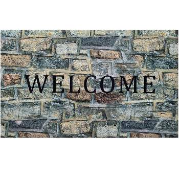 Kate Aurora Montauk Accents Stone Welcome Outdoor Rubber Entrance Mat 18x30 - Stone Outdoor