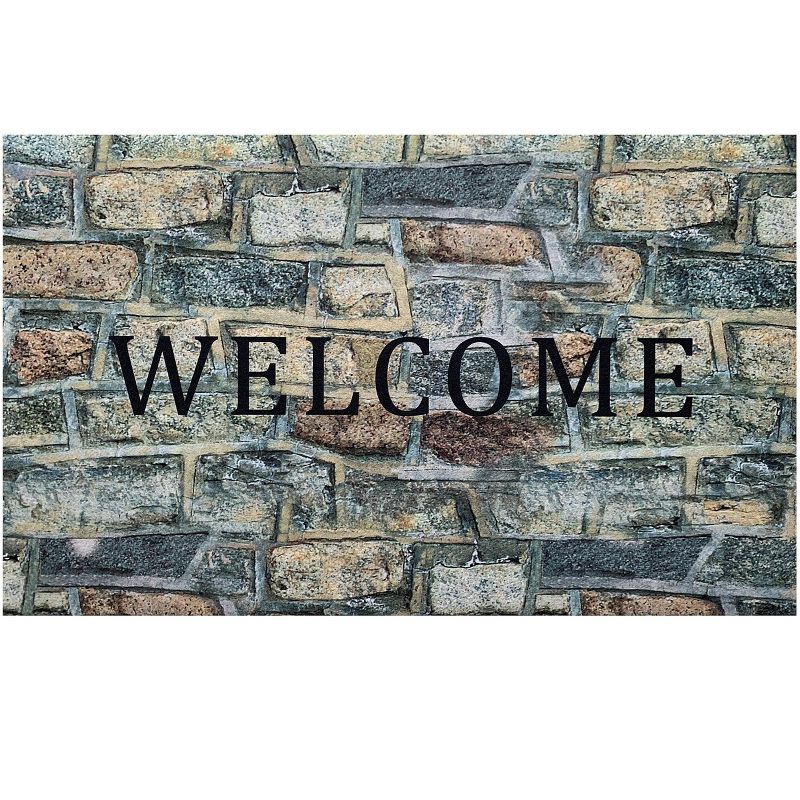 Kate Aurora Montauk Accents Stone Welcome Outdoor Rubber Entrance Mat 18x30 - Stone Outdoor, 1 of 5