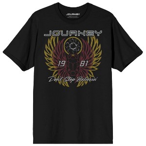 Journey Don't Stop Believin' 1981 Adult Black Crew Neck Short Sleeve T-shirt - 1 of 4