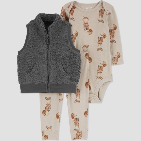 Carter's Just One You® Baby Boys' Fox Vest u0026 Bodysuit - Gray/brown : Target