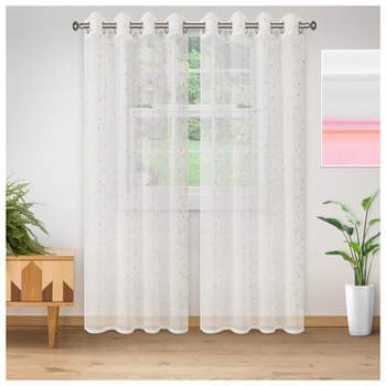 Embroidered Floral Sheer Grommet Curtain Panel Set by Blue Nile Mills