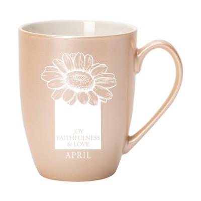 Elanze Designs Joy Faithfulness And Love April Precious Pearl 10 ounce New Bone China Coffee Cup Mug