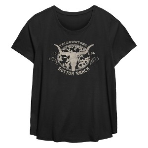 Women's Yellowstone Cow Print Logo T-Shirt - 1 of 3