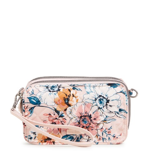 Vera Bradley Women's Performance Twill RFID All in One Crossbody Bag Peach  Blossom Bouquet