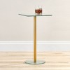 iDesign Square Pedestal Drink Table for Small Spaces - Clear/Soft Brass - 2 of 4
