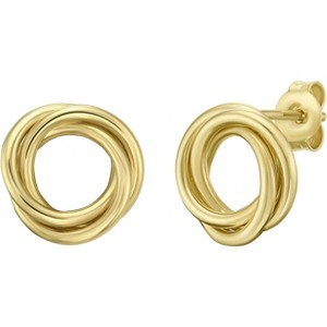 14k Yellow Gold 11mm Interlocking Trinity Stud Earrings - 1 of 4