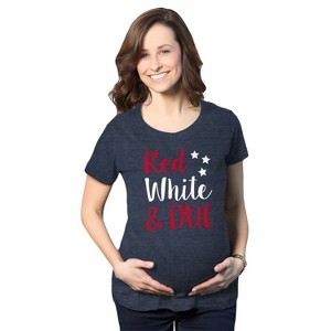 Maternity Red White And Due Pregnancy T Shirt Cute Patriotic Baby Tee For Baby Bump - Crazy Dog Maternity T Shirt - 1 of 4