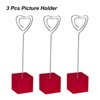 Unique Bargains Metal Resin Cube Base Heart Shape Pictures Memo Place Card Holder 3 Pcs - 3 of 4