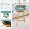 VASIP Swivel Counter Height Bar Stools Set of 2 with Hand-Woven Backrest & Gold Metal Legs, Low Back Upholstered High Bar Chairs with Footrest - 4 of 4