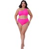 Agnes Orinda Women's Plus Size High Waisted Two Piece One Shoulder Keyhole Swimsuit Bathing Bikini Suits - 3 of 4
