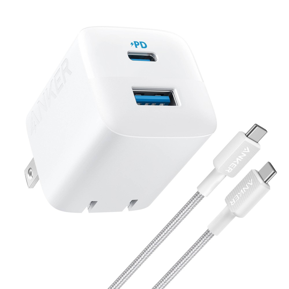 Photos - Charger ANKER 2 Port 33W Wall  with 6' USB-C to USB-C Cable - White 