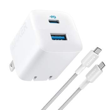 Anker 2 Port 33W Wall Charger with 6' USB-C to USB-C Cable - White