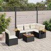 vidaXL 6 Piece Patio Sofa Set with Cushions Black and Cream Poly Rattan - With Table - 2 of 4