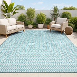 Chevron Modern Concentric Squares Indoor/Outdoor Area Rug - JONATHAN Y - 1 of 4
