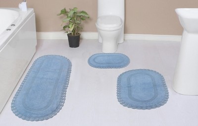 Hampton Crochet Collection Cotton Reversible Tufted Set of 3 Bath Rug Set - Home Weavers