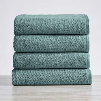 Great Bay Home Cotton Popcorn Textured Quick-Dry Towel Set (Washcloths (12- Pack), Mineral Blue) 