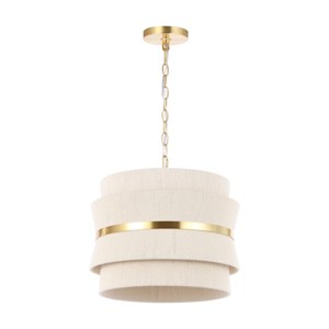 Willia, 3Lt, 16" Pendant - PND4184 - Bleached Natural/Brass - Safavieh - 1 of 4