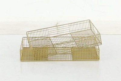 Gold Rectangular Metal Wire Tray Set of 2