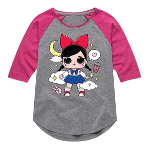 Girls' - LOL Surprise! - Fanime Kawaii Shirt Tail Raglan Graphic T-shirt - 1 of 3