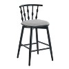 Indoor Wooden Barstool, Black Finish With Grey Upholstery, Set of 2 - 3 of 4