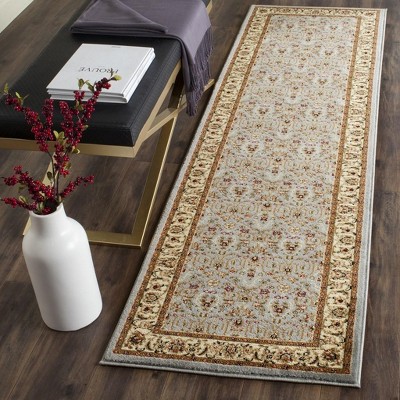 Light Blue and Ivory Traditional Persian Runner Rug
