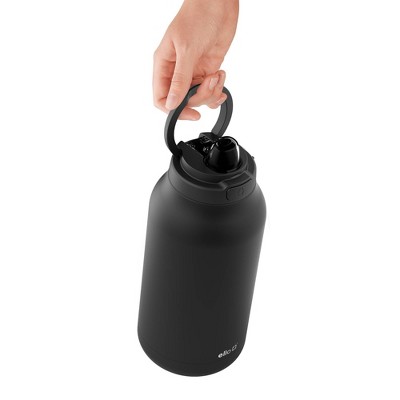 Ello 64oz Hydra Stainless Steel 1/2 Gallon Jug - Black: Portable Water Jug, Dishwasher-Safe, Cold Beverages
