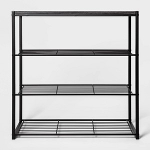 4 Tier Shoe Rack Black Metal with Black Oak Wood - Brightroom™ - 1 of 4