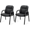 NicBex PU Leather Office Chair No Wheels,Office Guest Chair with Arms and Base,Modern Armchair Set of 2,Comfy Desk Chair for Conference Room - 2 of 4