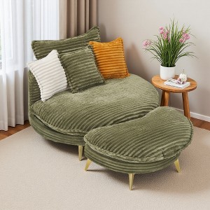 65" Corduroy Two-Seater Chair with 3 Matching Pillows - 1 of 4