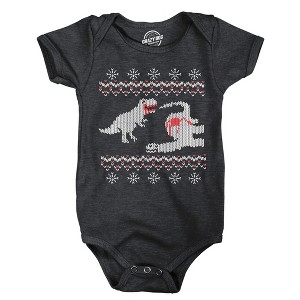 Dinosaur Snack Baby Bodysuit Funny Sarcastic Ugly Christmas Graphic Novelty Jumper For Infants - Crazy Dog Baby Bodysuit Gift For Christmas - 1 of 4