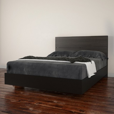 Opaci T Platform Bed And Headboard Full, Black Bed Frame With Headboard