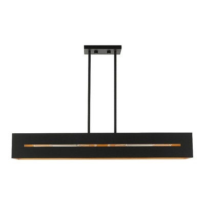 Soma Textured Black and Brushed Nickel 4-Light Linear Chandelier