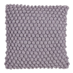 20"x20" Oversize Down Filled Crochet Pom-Pom Square Throw Pillow - Saro Lifestyle - 1 of 3