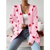 Coolmee Women's Fall Winter Long Sleeves Open Front Heart Print Knitted Sweater Cardigan Coat Outwear - 4 of 4