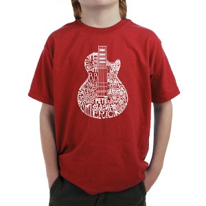 LA Pop Art Boy's Word Art T-shirt - Rock Guitar Head - 1 of 4