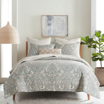 Assisi Taupe and Cream Cotton Euro Sham Set of Two