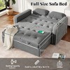 61.4" Pull Out Sofa Bed with Adjustable Backrest, USB Charging Port & 2 Pillows, Waffle Velvet Upholstery, Charcoal Gray - 4 of 4