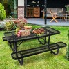 Itopfox Heavy-Duty Steel Outdoor Picnic Table with Umbrella Hole, Rectangular Weatherproof Dining Table for Backyard, Black - 3 of 4