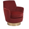 PAGED Modern Swivel Accent Chair, Velvet Fabric Ergonomic Arm Chair with Iron Base, Wood Reading Chair for Living Room, Bedroom - 4 of 4