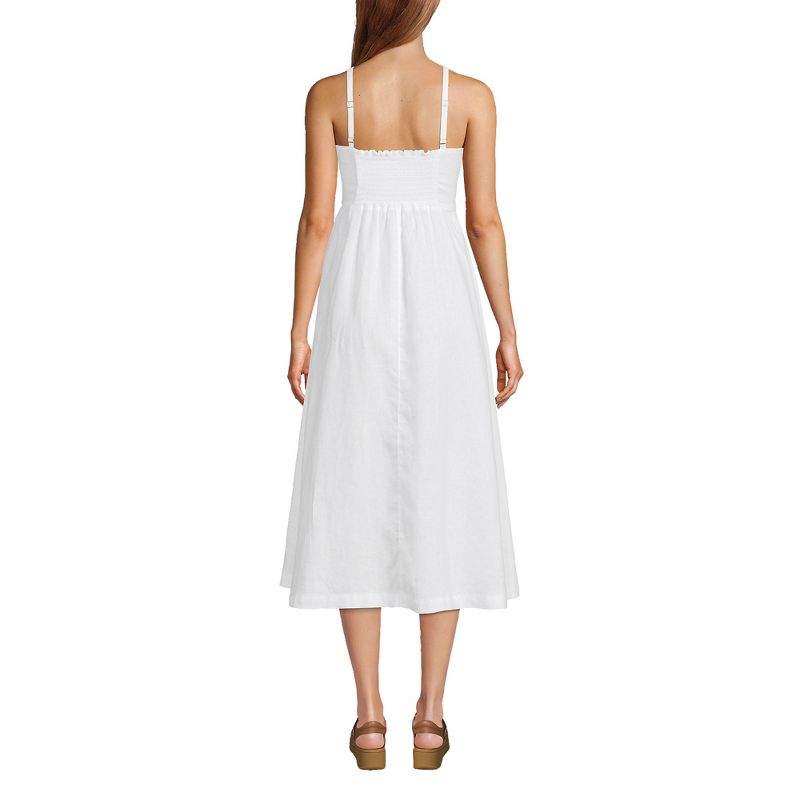 Women's Linen Sleeveless Halter High Neck Midi Dress, 2 of 5