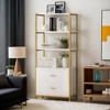 Hommoo 4-Tier Bookshelf,  Display Bookcase with 2 Drawers - 3 of 4