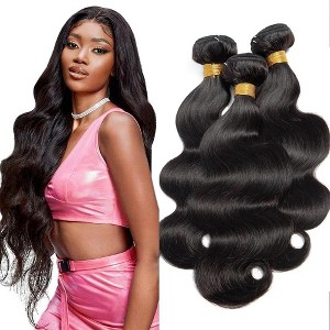 Jessie's Wig 8-30 Inch Normal Grade B Body Wave Human Hair Bundles 95g For Thin Hair Body Wave #1b Natural Black 1Pcs/Pack - 1 of 4