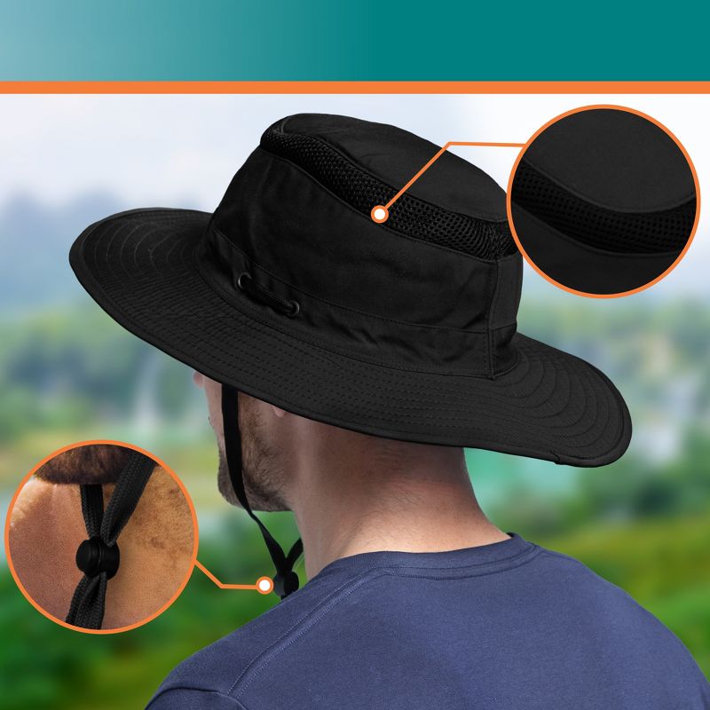 SUN Cube Sun Hat For Men, Women Wide Brim Safari Hat, Hiking Hat UV Sun Protection, Bucket Boonie Hat, 3 of 8