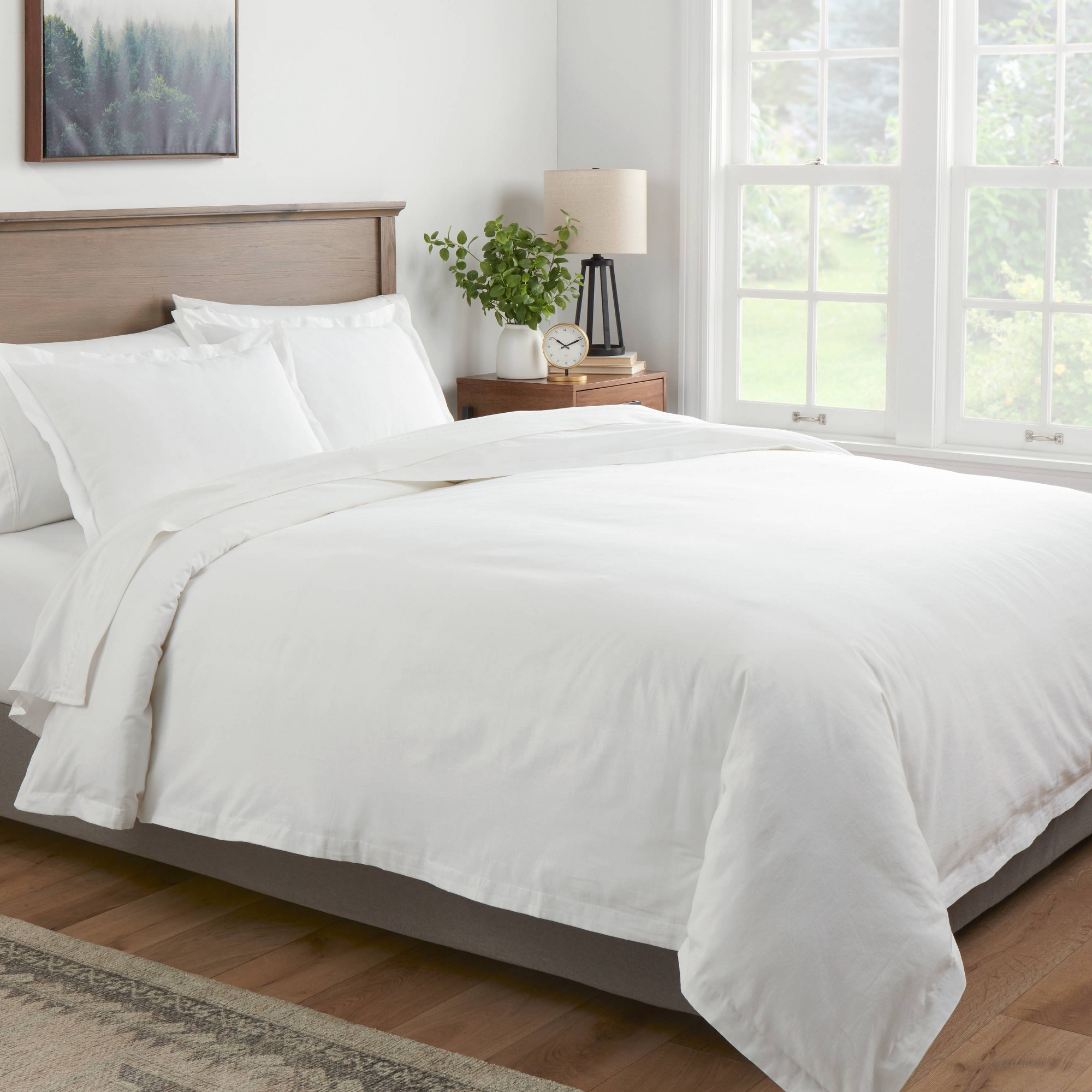 Full/Queen Cotton Linen Chambray Duvet Cover & Sham Set White - Threshold™