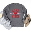 Simply Sage Market Women's Love Vibes Heart Checkered Long Sleeve Garment Dyed Tee - 3 of 4